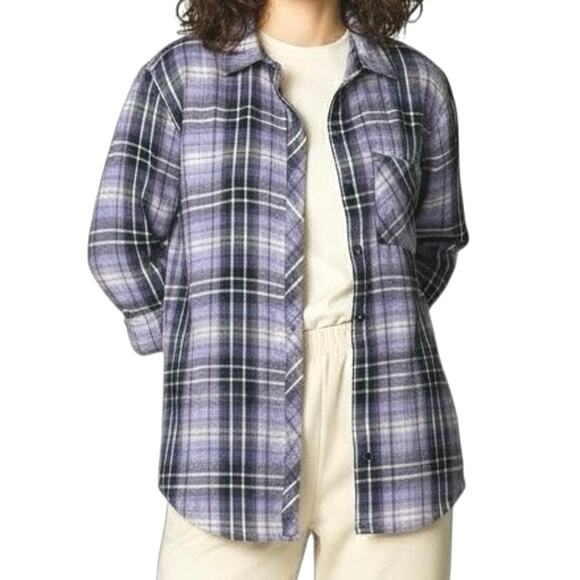 Woolrich Women’s Size Large Purple Plaid Flannel Long-Sleeve Button-Down Shirt - Picture 2 of 10